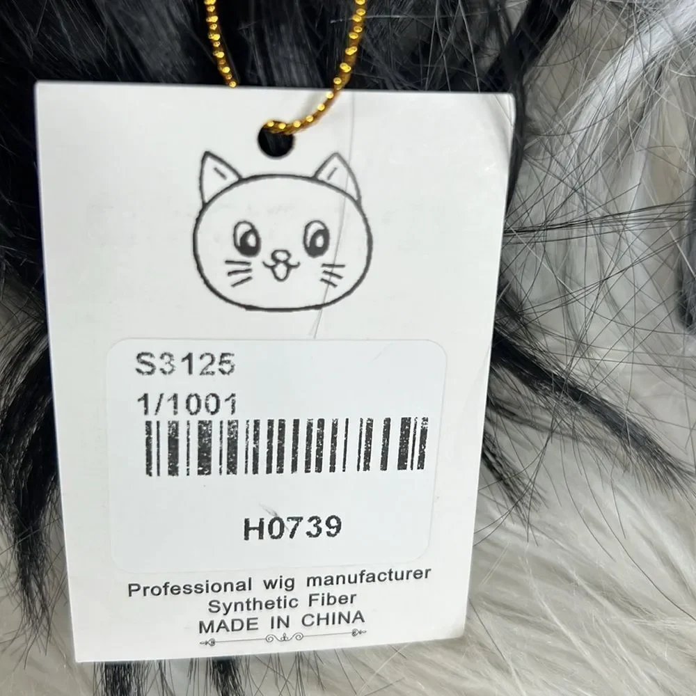 Medium Length Black and White Wig